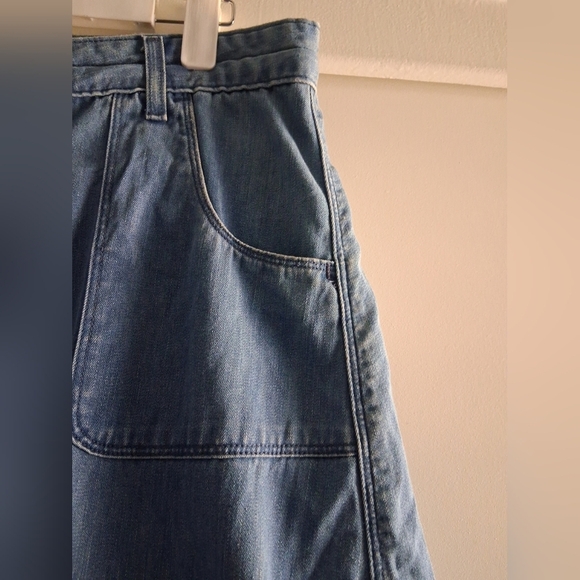 Vintage Levi's 90s Y2k Button Front Chambray Blue Denim Midi Skirt 10 - Picture 7 of 13
